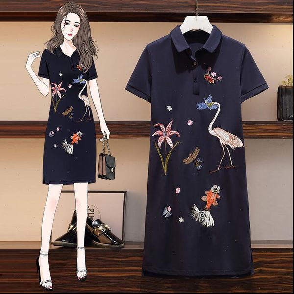 2021 summer polo dress women embroidery floral graphic elegant midi dresses plus size l 4xl long tshirt dress female clothes, Black;gray
2021 summer polo dress women embroidery floral graphic elegant midi dresses plus size l 4xl long tshirt dress female clothes, Black;gray