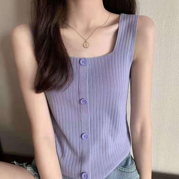 women's tanks & camis whouare women crop casual t-shirt knit camisole slim short female square collar tees thin vest, White 
women's tanks & camis whouare women crop casual t-shirt knit camisole slim short female square collar tees thin vest, White
