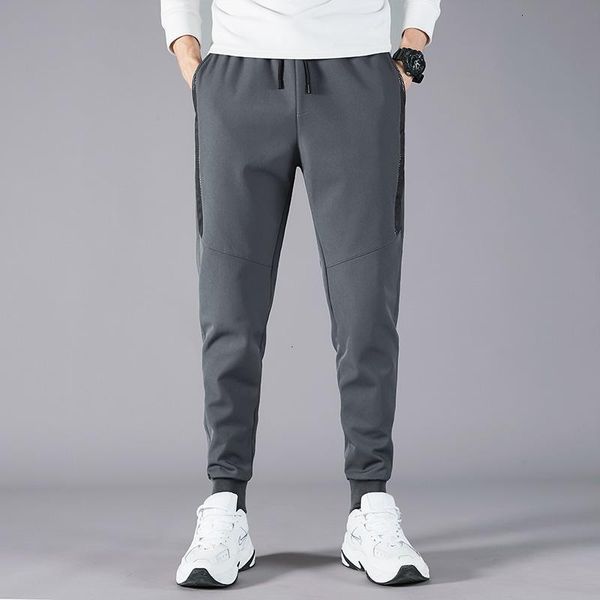 men's pants stretch cotton four-way fashion casual drawstring pants, loose foot sports tro uwkj, Black