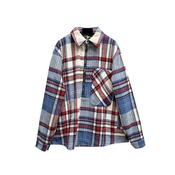 original streetwear sky blue plaid woolen shirts harajuku half zipper shirt big pocket hedging contrast shirt trend, White;black
original streetwear sky blue plaid woolen shirts harajuku half zipper shirt big pocket hedging contrast shirt trend, White;black