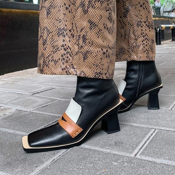 boots 2021 autumn winter profiled high heels square toe ankle fashion women's shoes genuine leather brand, Black
boots 2021 autumn winter profiled high heels square toe ankle fashion women's shoes genuine leather brand, Black