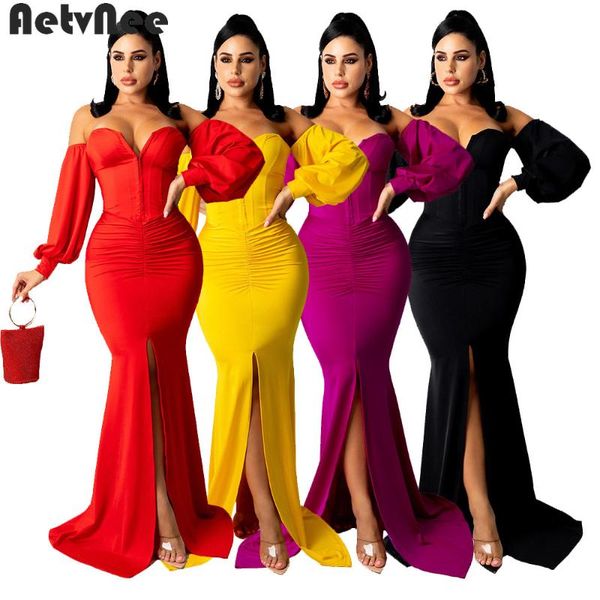 casual dresses aetvnee solid maxi dress women 2021 autumn petal sleeve strapless mermaid elastic bodycon vestidos party evening, Black;gray
casual dresses aetvnee solid maxi dress women 2021 autumn petal sleeve strapless mermaid elastic bodycon vestidos party evening, Black;gray