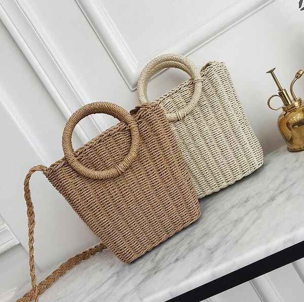 factory wholesale brand women handbag summer straw beach bag simple atmosphere woven bucket bags fashion wovens leisure handbags, Black;red 
factory wholesale brand women handbag summer straw beach bag simple atmosphere woven bucket bags fashion wovens leisure handbags, Black;red