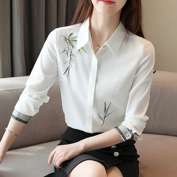 white women's long sleeve 2021 autumn new embroidered professional temperament thin base chiffon shirt
white women's long sleeve 2021 autumn new embroidered professional temperament thin base chiffon shirt