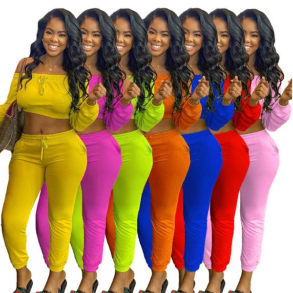 women's two piece pants autumn slash neck off shoulder crop 2 sets women plus size outfits womens tracksuit wholesale drop, White
women's two piece pants autumn slash neck off shoulder crop 2 sets women plus size outfits womens tracksuit wholesale drop, White