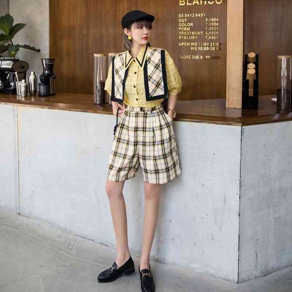 women's shorts yellow plaid summer high waist short wide leg casual women comfy korean cxzz, White;black
women's shorts yellow plaid summer high waist short wide leg casual women comfy korean cxzz, White;black