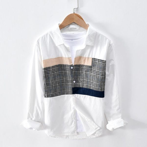 men's casual shirts 2058 loose linen cotton holiday beach daily all-match men chic patchwork modern design lapel business male, White;black
men's casual shirts 2058 loose linen cotton holiday beach daily all-match men chic patchwork modern design lapel business male, White;black