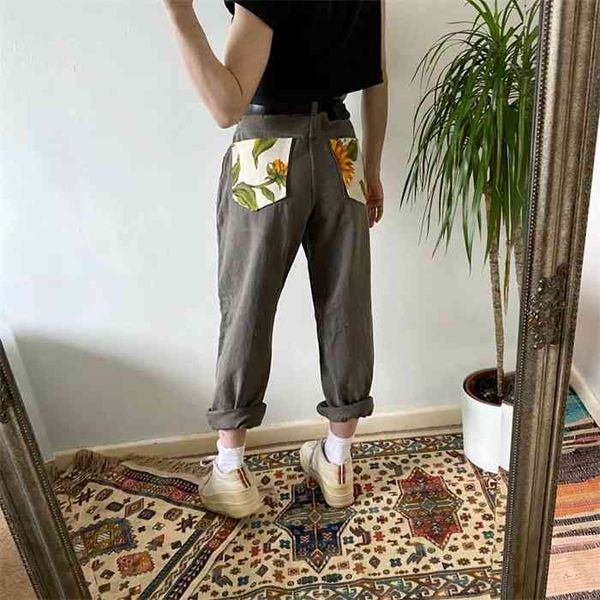 women harem gray jeans high waist daisy sunflower printed cute retro splice denim female streetwear straight ladies jean pants, Blue
women harem gray jeans high waist daisy sunflower printed cute retro splice denim female streetwear straight ladies jean pants, Blue