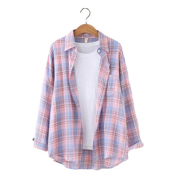 women's blouses & shirts 2021 spring plaid shirt women vintage blouse loose long sleeve office and coat ladies, White
women's blouses & shirts 2021 spring plaid shirt women vintage blouse loose long sleeve office and coat ladies, White