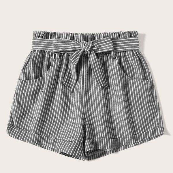 women's shorts summer stripe bandage elastic drawstring women loose casual pantalones ladies harajuku beach, White;black
women's shorts summer stripe bandage elastic drawstring women loose casual pantalones ladies harajuku beach, White;black
