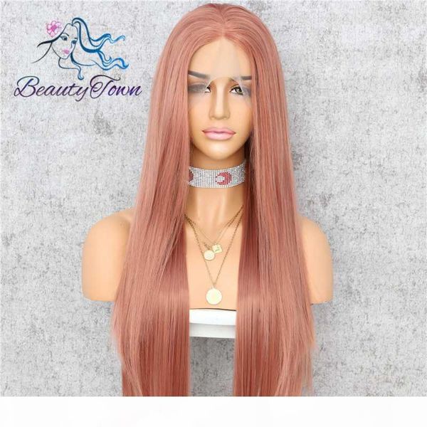 beautytown handtied rose pink heat resistant straight cosplay drag queen celebrity girl wedding party synthetic lace front wig, Black 
beautytown handtied rose pink heat resistant straight cosplay drag queen celebrity girl wedding party synthetic lace front wig, Black