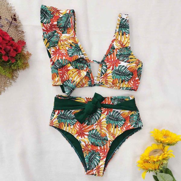 women's swimwear swimsuit 2021 biquinis summer leaf printed straps bikini double strap splicing high waist traje de baño, White;black
women's swimwear swimsuit 2021 biquinis summer leaf printed straps bikini double strap splicing high waist traje de baño, White;black