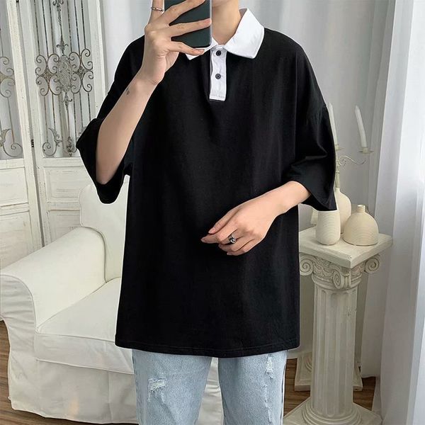 short t-shirt casual and versatile polo shirt men's fashion brand loose trend half sleeve original style, White;black
short t-shirt casual and versatile polo shirt men's fashion brand loose trend half sleeve original style, White;black