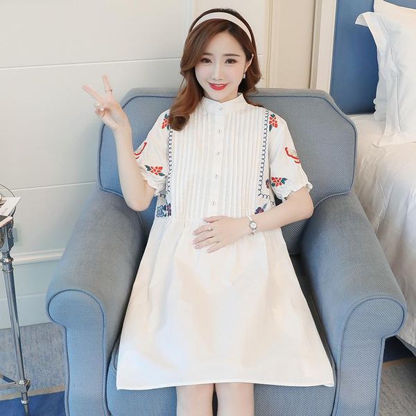 maternity dresses summer for pregnant clothes women fashion flower embroidery o-neck casual striped pregnancy dress, White
maternity dresses summer for pregnant clothes women fashion flower embroidery o-neck casual striped pregnancy dress, White