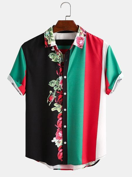 men's casual shirts camisas para hombre 2021 flower and color stripe stitching curved hem shirt short sleeves men clothing, White;black
men's casual shirts camisas para hombre 2021 flower and color stripe stitching curved hem shirt short sleeves men clothing, White;black