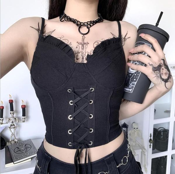 bustiers & corsets 2021 bandage camis women gothic black spaghetti strap bra backless bodycon crop tank female camisoles p2351, Black;white
bustiers & corsets 2021 bandage camis women gothic black spaghetti strap bra backless bodycon crop tank female camisoles p2351, Black;white