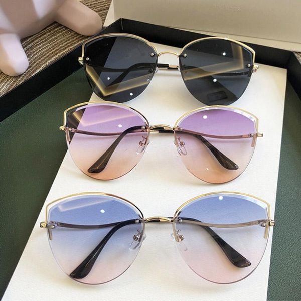 sunglasses women's oval cat eye lady metal rimless shades luxury female driving glasses zonnebril dames, White;black
sunglasses women's oval cat eye lady metal rimless shades luxury female driving glasses zonnebril dames, White;black