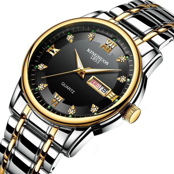 wristwatches fashion men's watch waterproof luminous steel band dual calendar quartz retro non-mechanical, Slivery;brown 
wristwatches fashion men's watch waterproof luminous steel band dual calendar quartz retro non-mechanical, Slivery;brown