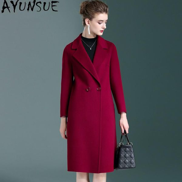 women's wool & blends ayunsue winter elegant 100% coat female jacket clothing 2022 korean vintage ladies woolen coats and jackets 2105, Black
women's wool & blends ayunsue winter elegant 100% coat female jacket clothing 2022 korean vintage ladies woolen coats and jackets 2105, Black