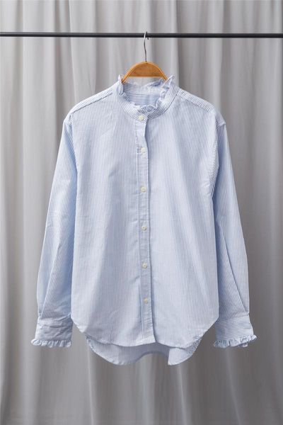 women's blouses & shirts women shirt 2021 french autumn style small stand-up collar striped fashion long-sleeved ruffled top, White
women's blouses & shirts women shirt 2021 french autumn style small stand-up collar striped fashion long-sleeved ruffled top, White