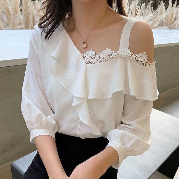 summer puff sleeve ladies shirts white with lace chiffon blouse women skew collar plus size female clothing blusas 13901 210527
summer puff sleeve ladies shirts white with lace chiffon blouse women skew collar plus size female clothing blusas 13901 210527