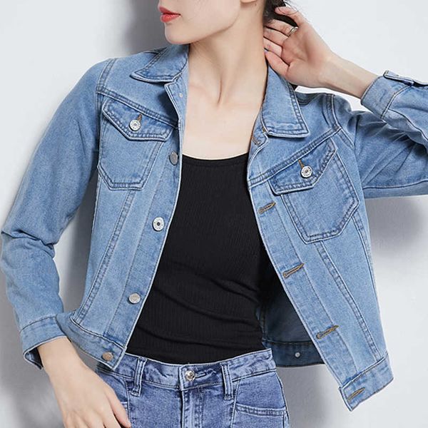 long sleeve slim blue denim jacket women s for woman cardigan short coat d539 210602, Black;brown
long sleeve slim blue denim jacket women s for woman cardigan short coat d539 210602, Black;brown