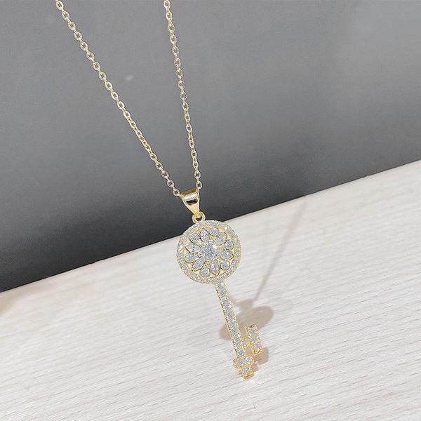chains botu 2021 creative key pendant necklace retro female gold color simplicity temperament micro inlaid zircon jewelry for women, Silver
chains botu 2021 creative key pendant necklace retro female gold color simplicity temperament micro inlaid zircon jewelry for women, Silver