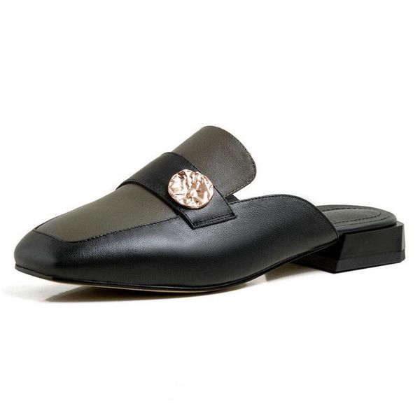 women slippers mules 2021 spring summer square toe shoes for women genuine leather new working party slingbacks shoes woman, Black
women slippers mules 2021 spring summer square toe shoes for women genuine leather new working party slingbacks shoes woman, Black