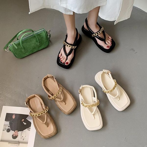 sandals 2021 women vintage metal chain clip toe comfortable flat roman outdoor casual breathable beach slippers, Black
sandals 2021 women vintage metal chain clip toe comfortable flat roman outdoor casual breathable beach slippers, Black