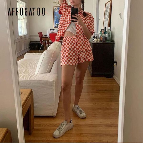 women's tracksuits affogatoo casual printed v-neck beach plaid summer short women suit two-piece sleeves female set floral lace up, Gray
women's tracksuits affogatoo casual printed v-neck beach plaid summer short women suit two-piece sleeves female set floral lace up, Gray