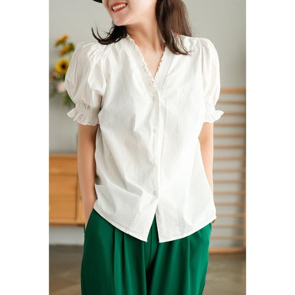 women's blouses & shirts summer shirt women fashion loose casual 2021 ladies cardigan button short sleeve concise mori girl blouse, White
women's blouses & shirts summer shirt women fashion loose casual 2021 ladies cardigan button short sleeve concise mori girl blouse, White