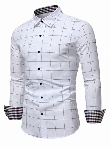 men grid print button up shirt i3fi#, White;black
men grid print button up shirt i3fi#, White;black