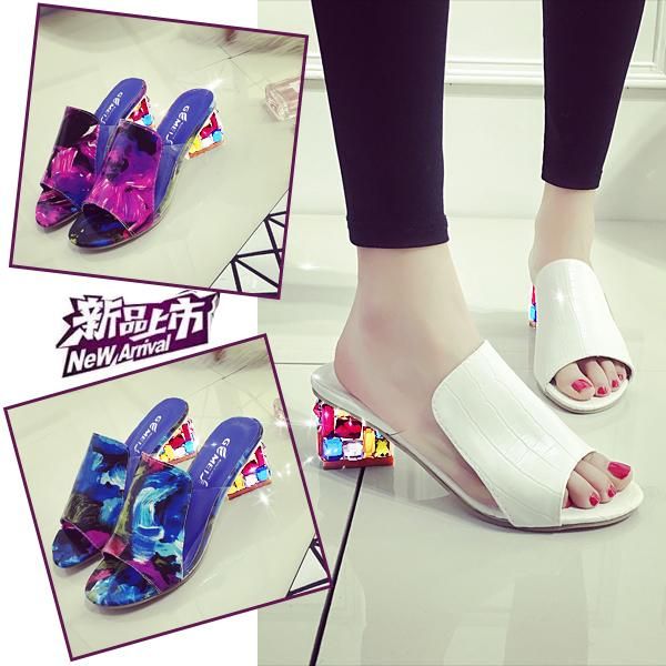 slippers summer elegant high heel woman sandals peep toe platform shoes fashion crystal with chunky square, Black
slippers summer elegant high heel woman sandals peep toe platform shoes fashion crystal with chunky square, Black