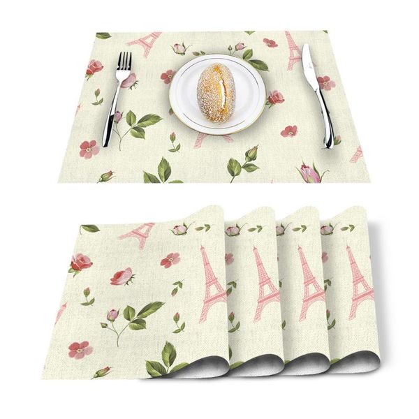 table runner 4/6pcs spring flowers eiffel tower kitchen placemat set dining mats cotton linen pad bowl cup mat home decor
table runner 4/6pcs spring flowers eiffel tower kitchen placemat set dining mats cotton linen pad bowl cup mat home decor