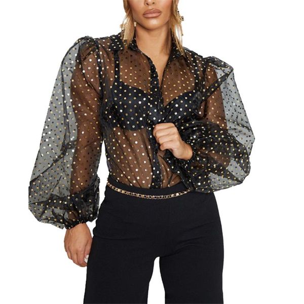 fashion women sheer mesh ploka dot lantern sleeve shirt ladies casual loose blouse chiffon see through baggy blusas clothes, White
fashion women sheer mesh ploka dot lantern sleeve shirt ladies casual loose blouse chiffon see through baggy blusas clothes, White