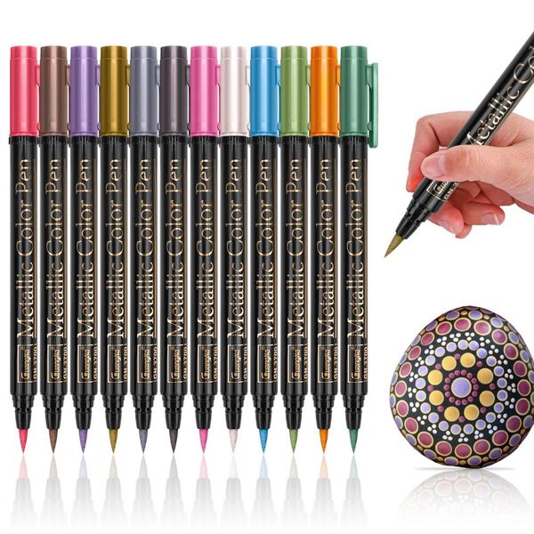 12 colors/lot metallic pen 2mm water based for black brown card drawing stationery school supplies
12 colors/lot metallic pen 2mm water based for black brown card drawing stationery school supplies