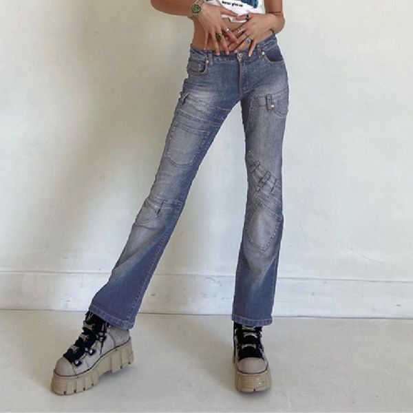 women's jeans casual classic high waist solid color washed wild patchwork straight trousers female street trendy cargo denim pants, Blue
women's jeans casual classic high waist solid color washed wild patchwork straight trousers female street trendy cargo denim pants, Blue