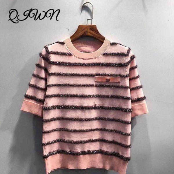 women's t-shirt brand design summer women luxury gold wire striped knit short-sleeved o-neck pink red loose plus size t-shirt clothes 1, White
women's t-shirt brand design summer women luxury gold wire striped knit short-sleeved o-neck pink red loose plus size t-shirt clothes 1, White