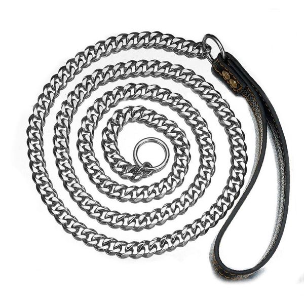 15mm stainless steel dog chain leash with leather handle dog training heavy duty strong chew proof 3ft for small medium big dogs
15mm stainless steel dog chain leash with leather handle dog training heavy duty strong chew proof 3ft for small medium big dogs