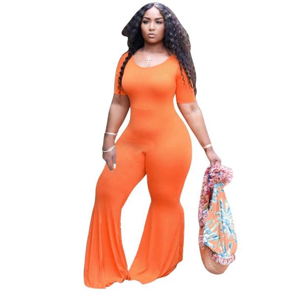 plus size pants 2021 summer women casual flared jumpsuits large solid short sleeve o-neck skinny lady's bell-bottomed rompers 5xl, Black
plus size pants 2021 summer women casual flared jumpsuits large solid short sleeve o-neck skinny lady's bell-bottomed rompers 5xl, Black