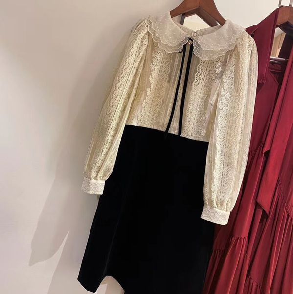 2021 new korean fashion clothing autumn vintage bow lace embroidery long sleeve patchwork a-line mini es for women qaez, Black
2021 new korean fashion clothing autumn vintage bow lace embroidery long sleeve patchwork a-line mini es for women qaez, Black