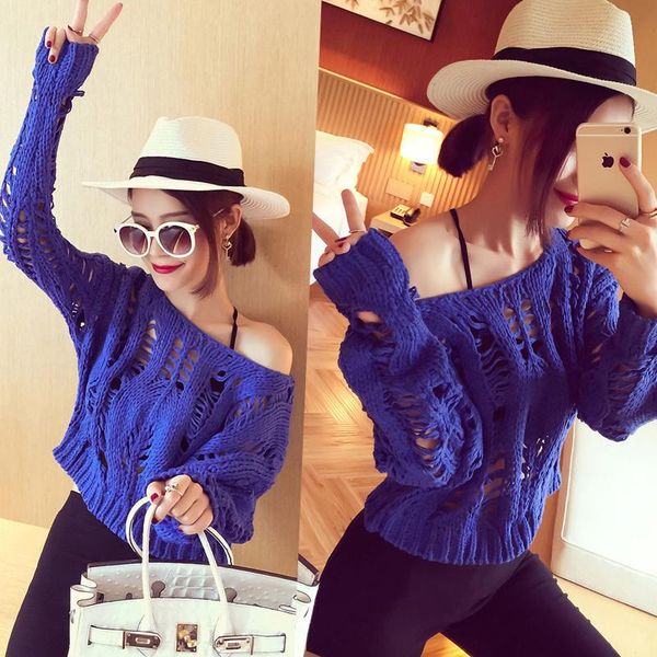 women's polos leaky knitwear thin style cuzou hollow hook flower loophole sweater pullover personality fashion sexy, White
women's polos leaky knitwear thin style cuzou hollow hook flower loophole sweater pullover personality fashion sexy, White