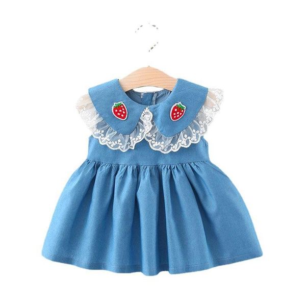 girl's dresses kids toddler baby girls doll collar lace trim strawberry cherry embroidered princess denim dress summer outfit, Red;yellow
girl's dresses kids toddler baby girls doll collar lace trim strawberry cherry embroidered princess denim dress summer outfit, Red;yellow