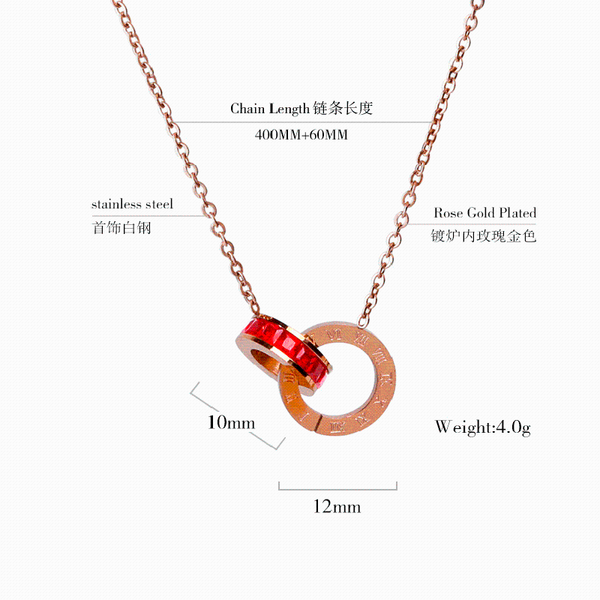 pendant necklaces titanium steel roman numerals necklace for women rose gold double circle red rhinestone charm collier female, Silver
pendant necklaces titanium steel roman numerals necklace for women rose gold double circle red rhinestone charm collier female, Silver