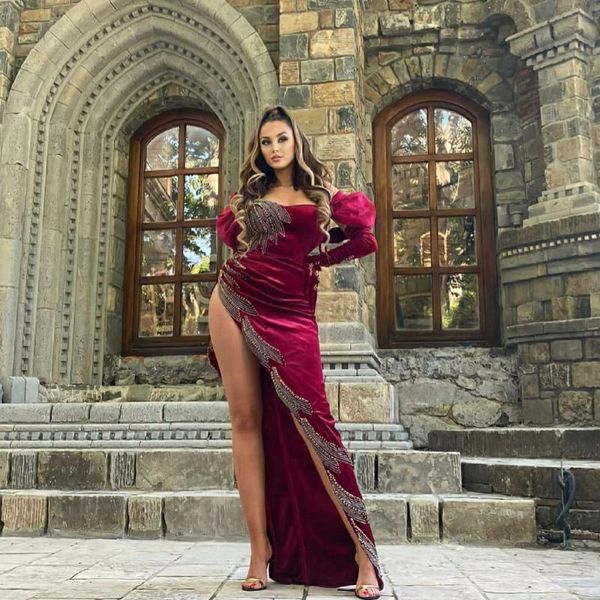 party dresses elegant velvet evening long sleeves off the shoulder high split applique women formal prom gowns plus size custom, White;black
party dresses elegant velvet evening long sleeves off the shoulder high split applique women formal prom gowns plus size custom, White;black