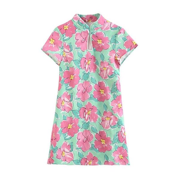 casual dresses elegant print vintage mini dress summer women's fashion flower improved cheongsam slim for womens vestidos, Black;gray
casual dresses elegant print vintage mini dress summer women's fashion flower improved cheongsam slim for womens vestidos, Black;gray