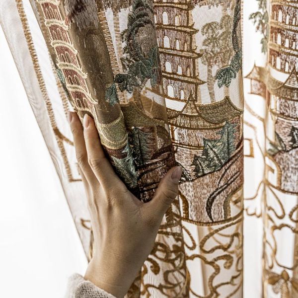 chinese tower design embroidered tulle curtains for living room room modern brown sheer voile window panel cortina zh452e
chinese tower design embroidered tulle curtains for living room room modern brown sheer voile window panel cortina zh452e