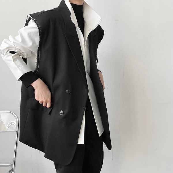 men's vests vintage fashion loose casual suit waistcoat sleeveless jacket women oversize streetwear coat 25lc, Black;white
men's vests vintage fashion loose casual suit waistcoat sleeveless jacket women oversize streetwear coat 25lc, Black;white