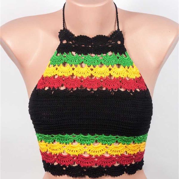 hippie ukraine fashion swimwear rasta crochet bikini hipster bikini top, White;black