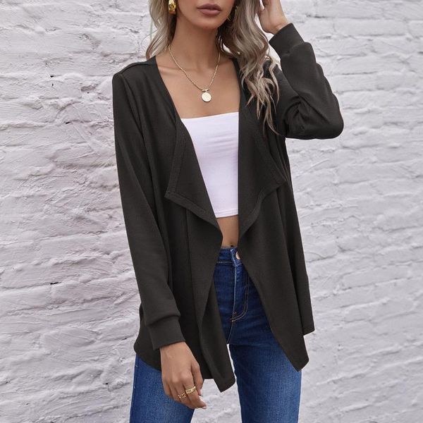women's jackets autumn jacket irregular open front draped collar long sleeve cardigan solid casual lady coats outerwear, Black;brown
women's jackets autumn jacket irregular open front draped collar long sleeve cardigan solid casual lady coats outerwear, Black;brown